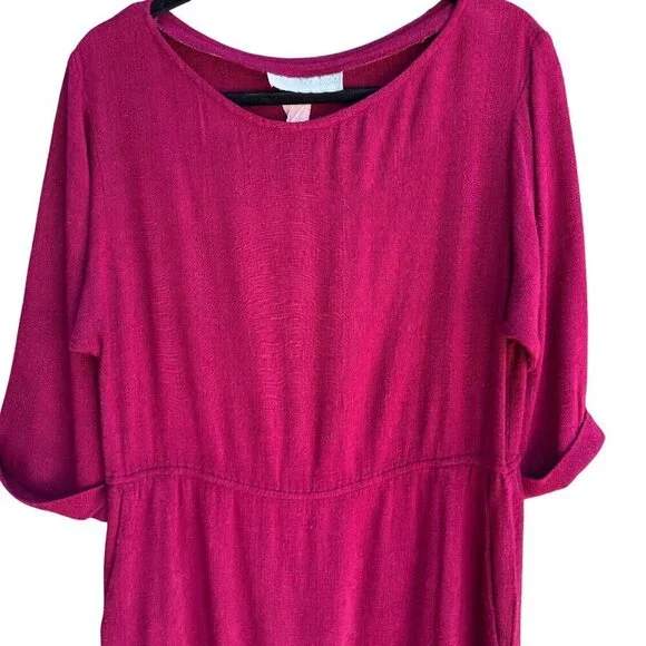 Carol Anderson California Vintage Linen‎ Look 3/4 Sleeve Boat Neck Midi Dress L - Picture 7 of 8